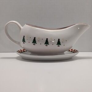 Vintage Magic Of Santa Gravy Boat‎ w/ Saucer Sakura Debbie Mumm Christmas - Xmas